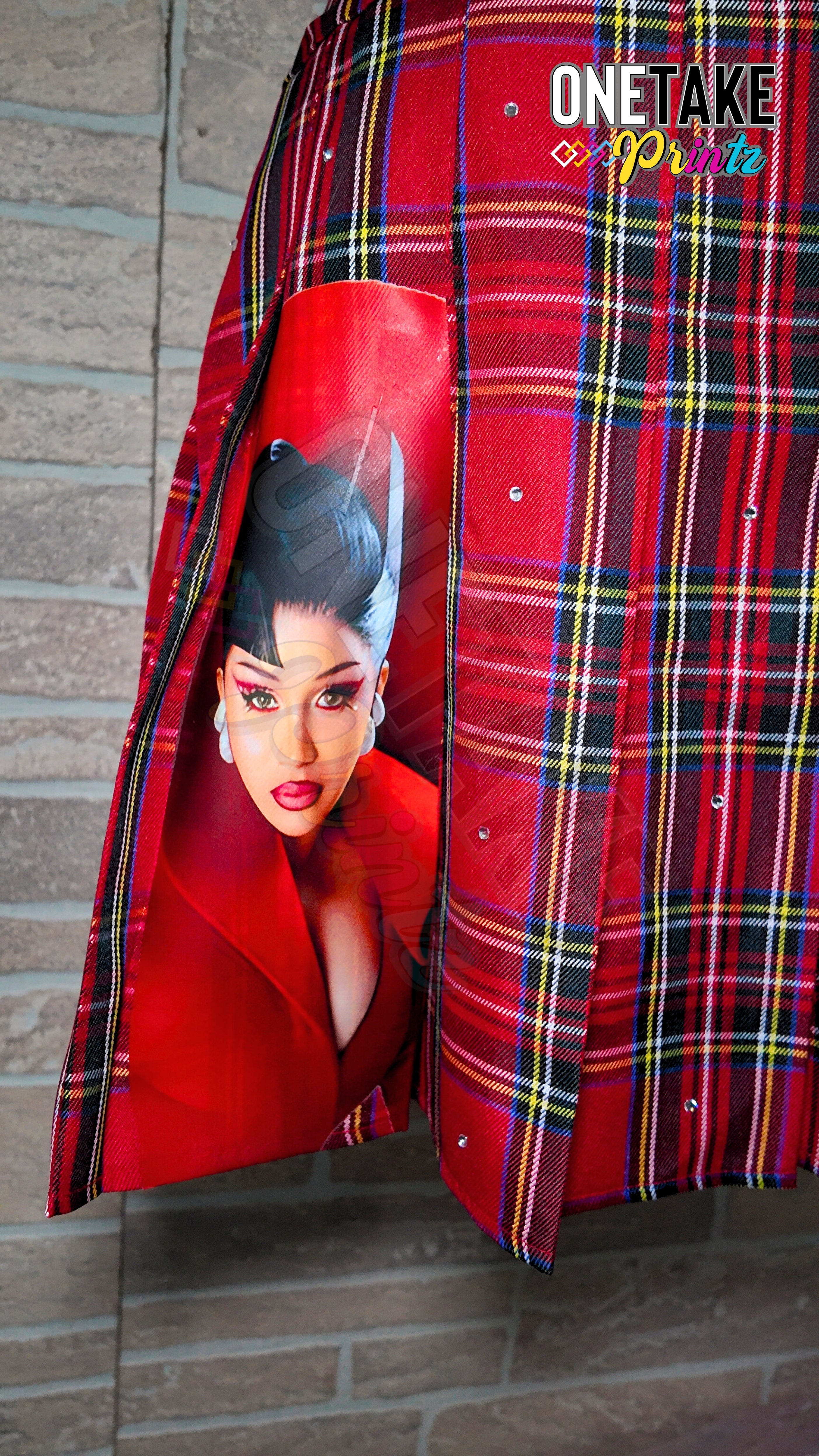 Cardi B Little Miss Drama Tour Red Plaid Skirt, & Tie Set