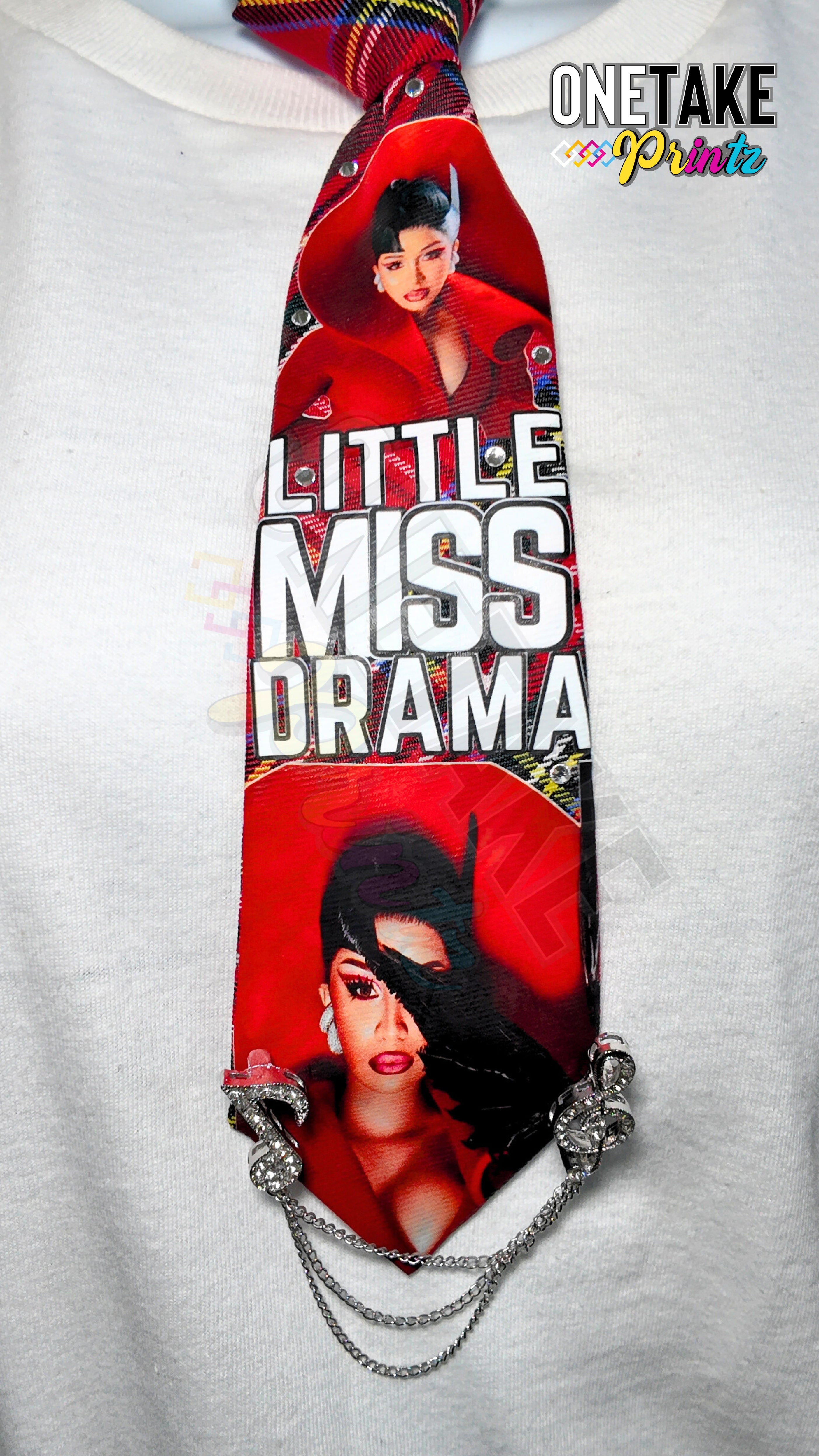 Cardi B Little Miss Drama Tour Red Plaid Skirt, & Tie Set