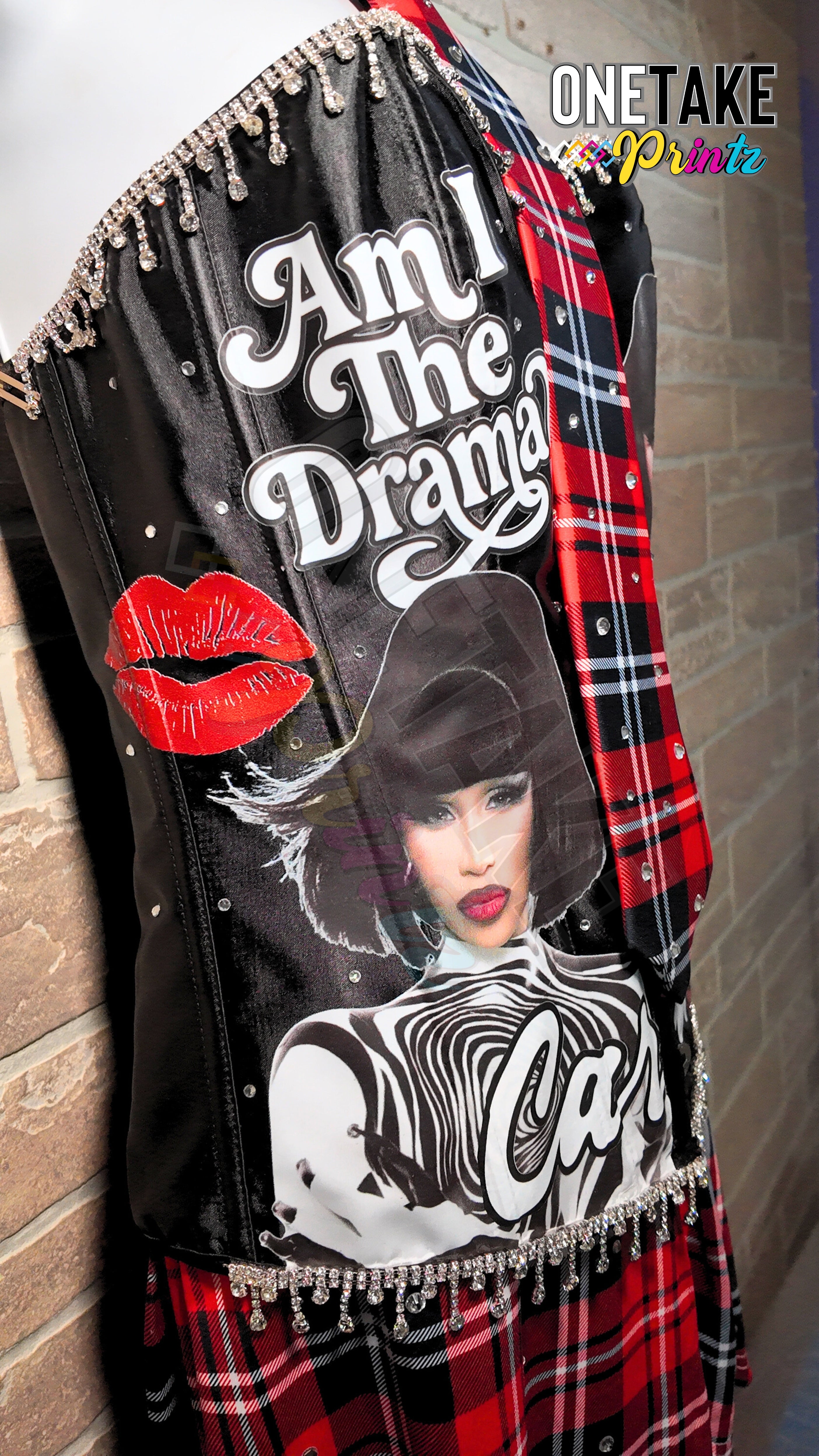 Cardi B Little Miss Drama Tour Corset, Purse, Plaid Skirt, & Plaid Tie Set
