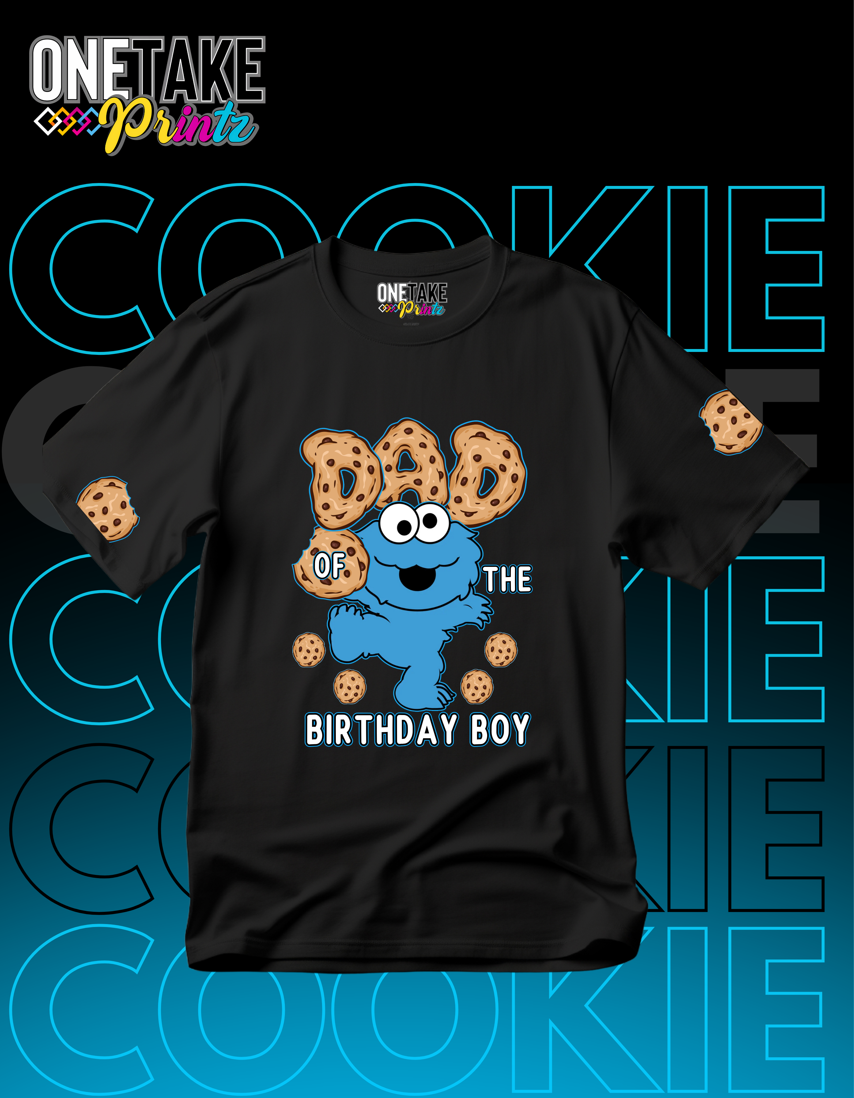 Personalized Cookie Monster Birthday Shirt, Customized Monster Cookie Birthday Matching T-Shirt, Cookie Party Theme, Birthday Gift
