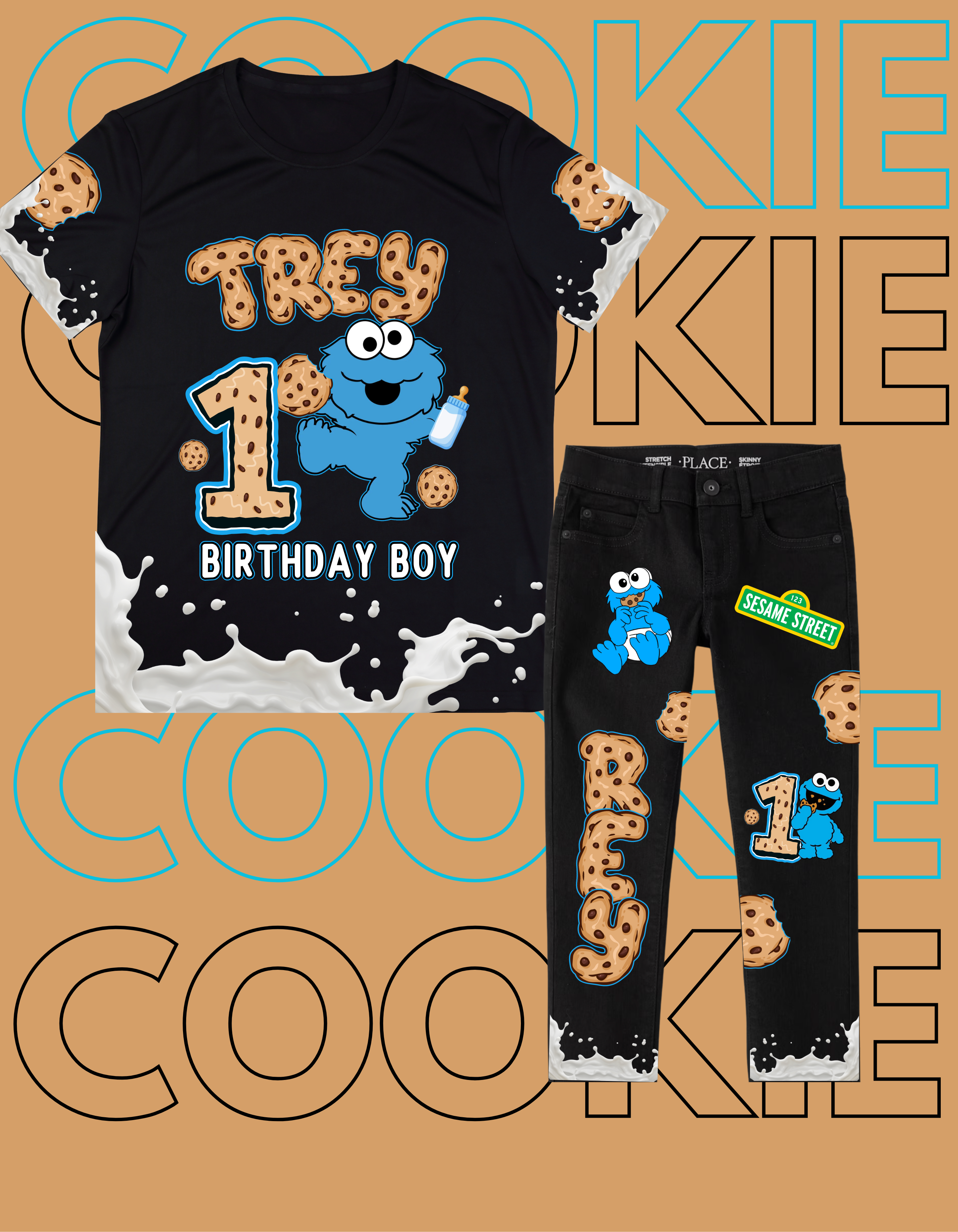 Cookie Monster Birthday Boy Shirt, Birthday Boy Shirt Gift, Cookie Monster,Customized Monster Cookie Birthday Matching T-Shirt