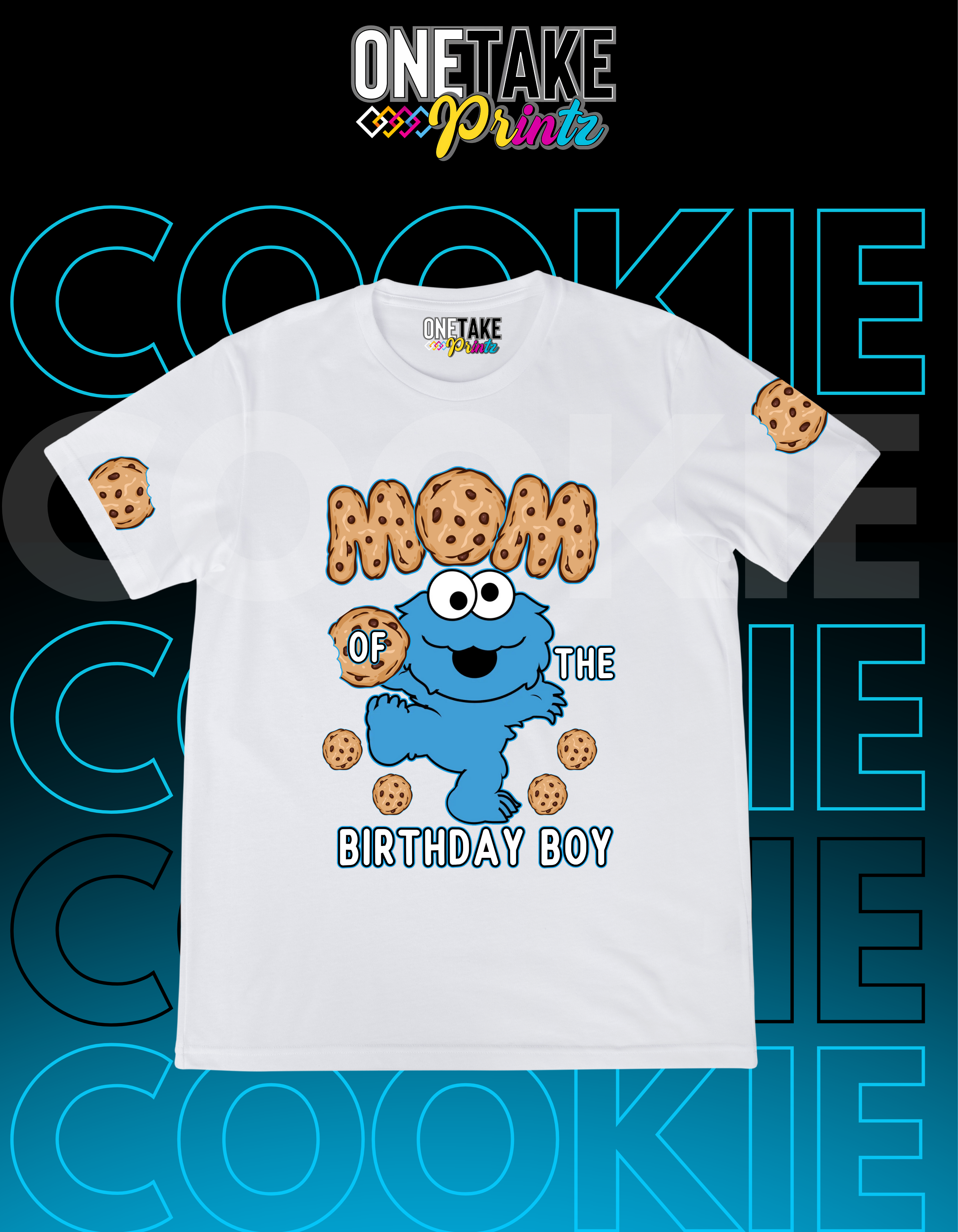 Personalized Cookie Monster Birthday Shirt, Customized Monster Cookie Birthday Matching T-Shirt, Cookie Party Theme, Birthday Gift