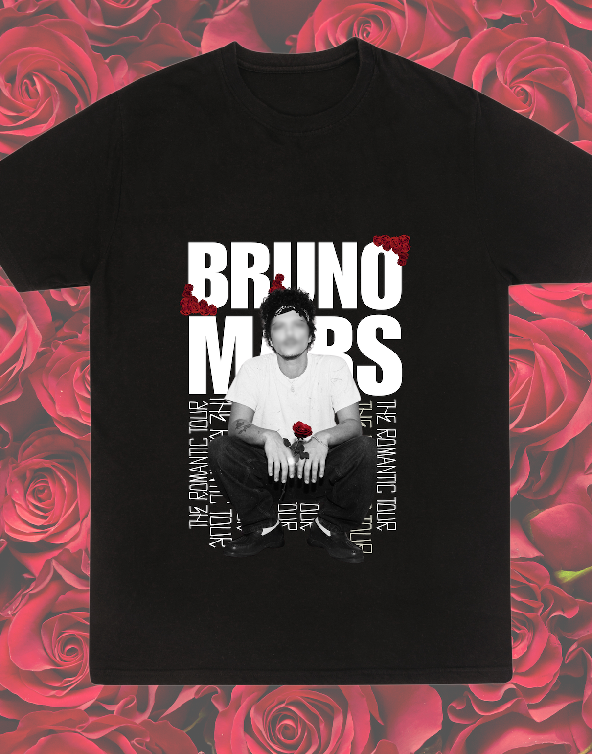 Bruno Mars The Romantic Tour Graphic Glitter Tee