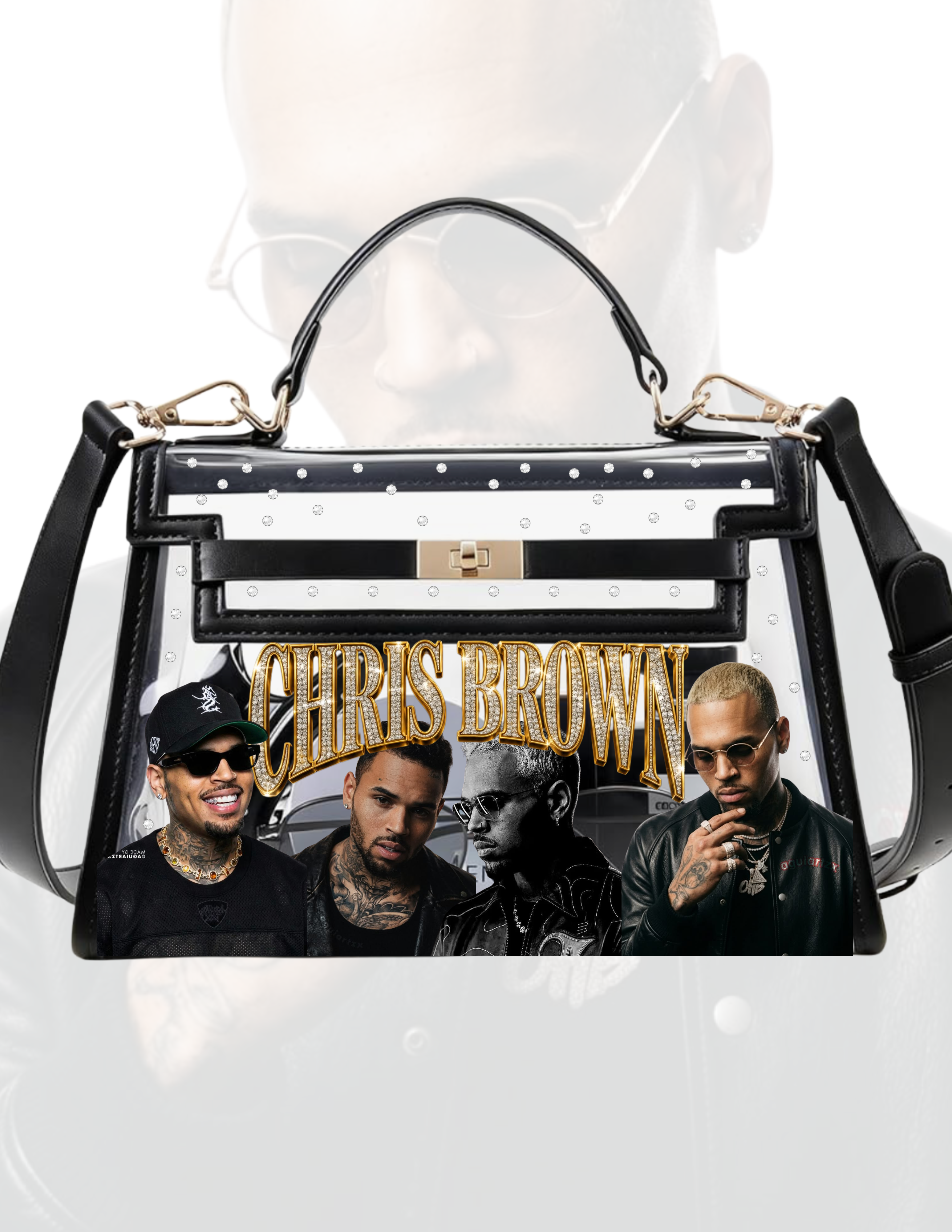 Gold/Black Chris Brown Concert Clear Purse